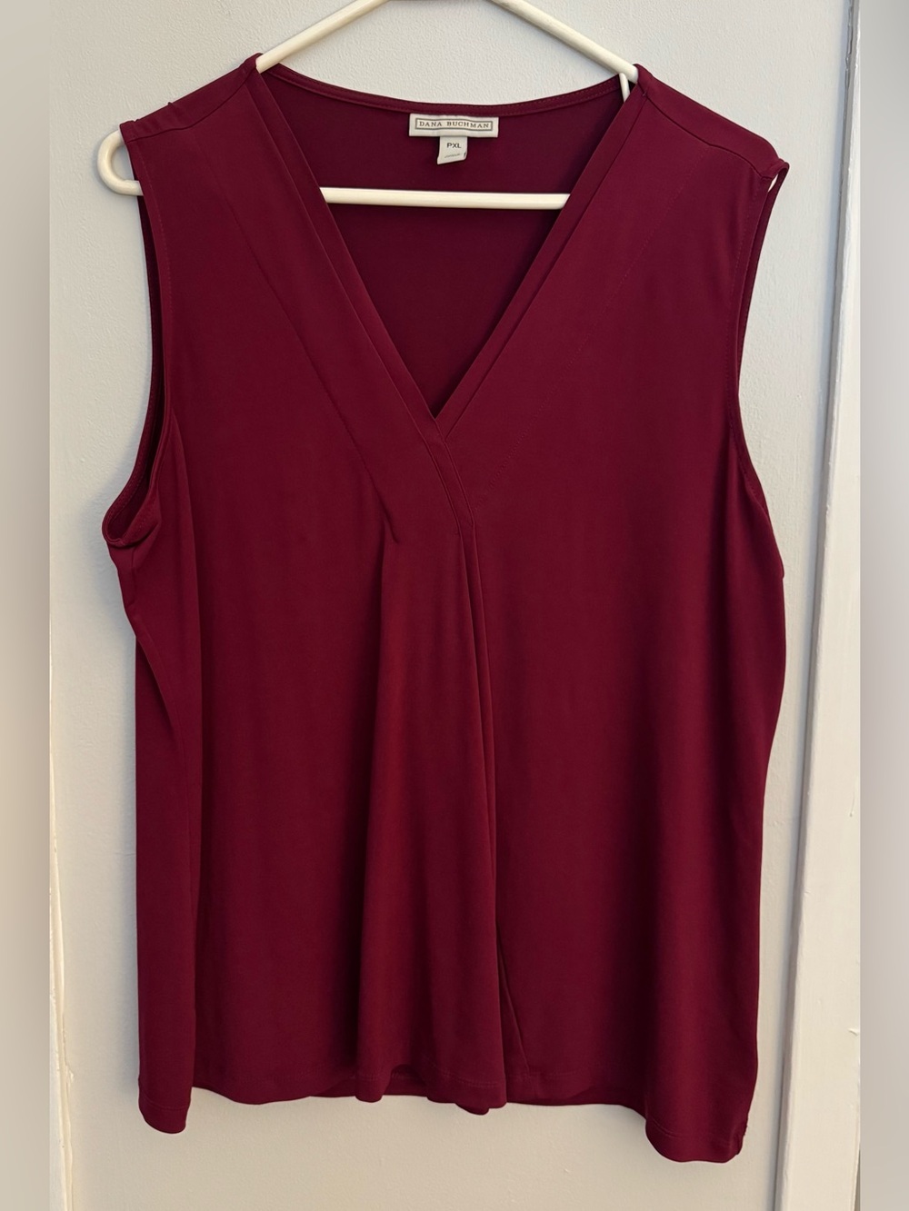 Dana Buchman PXL Burgundy Sleeveless V-Neck Blouse Plus Size XL